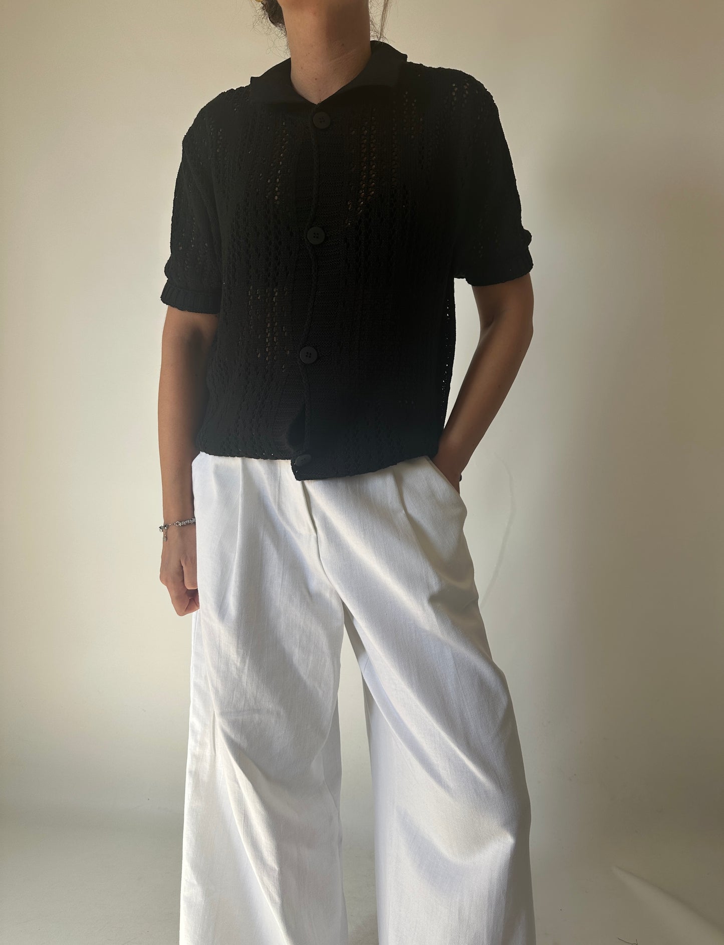 Cardigan in cotone traforato