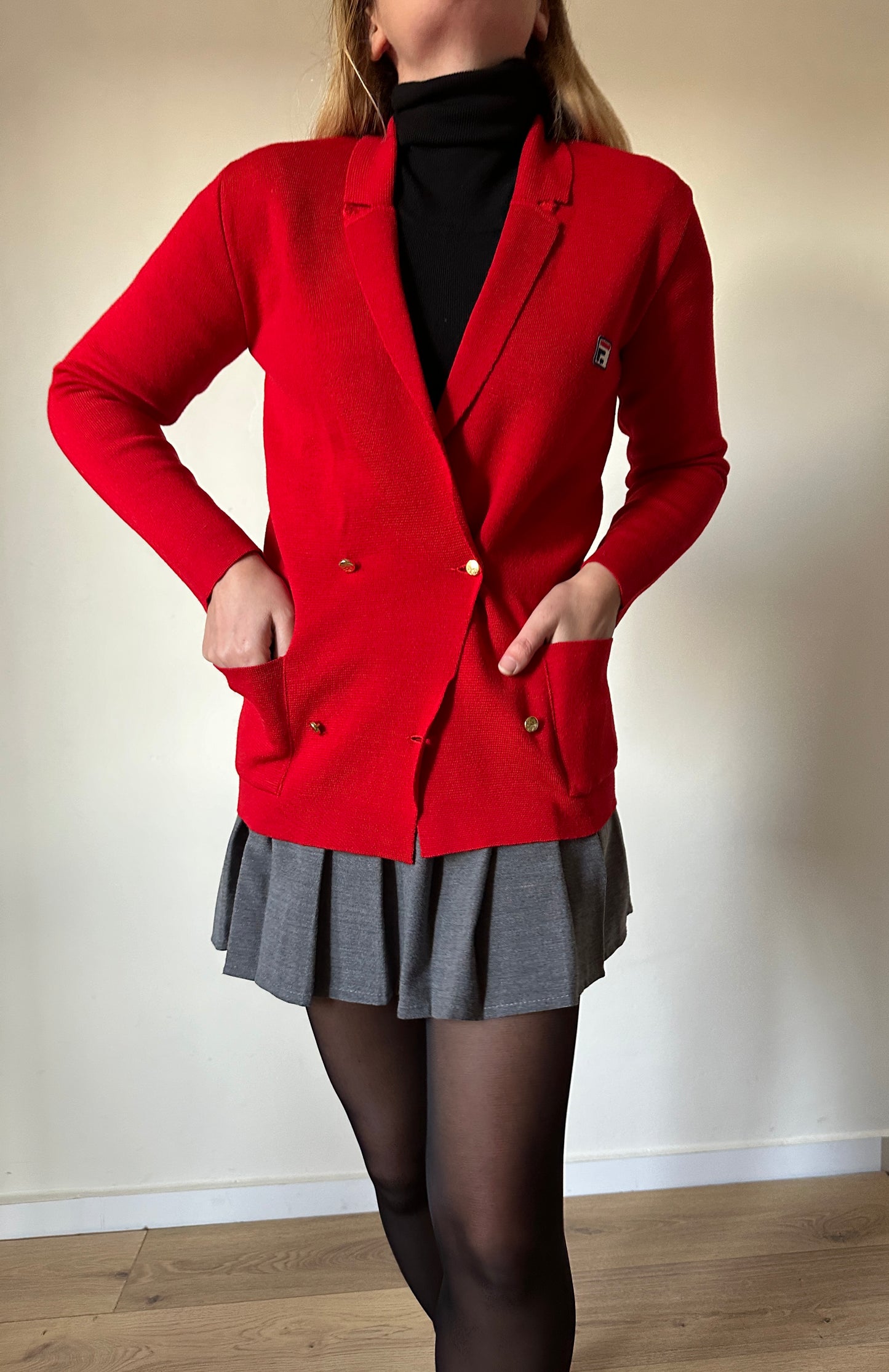 Wool red cardigan