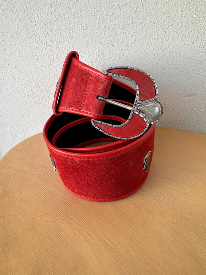 Unique suede red belt