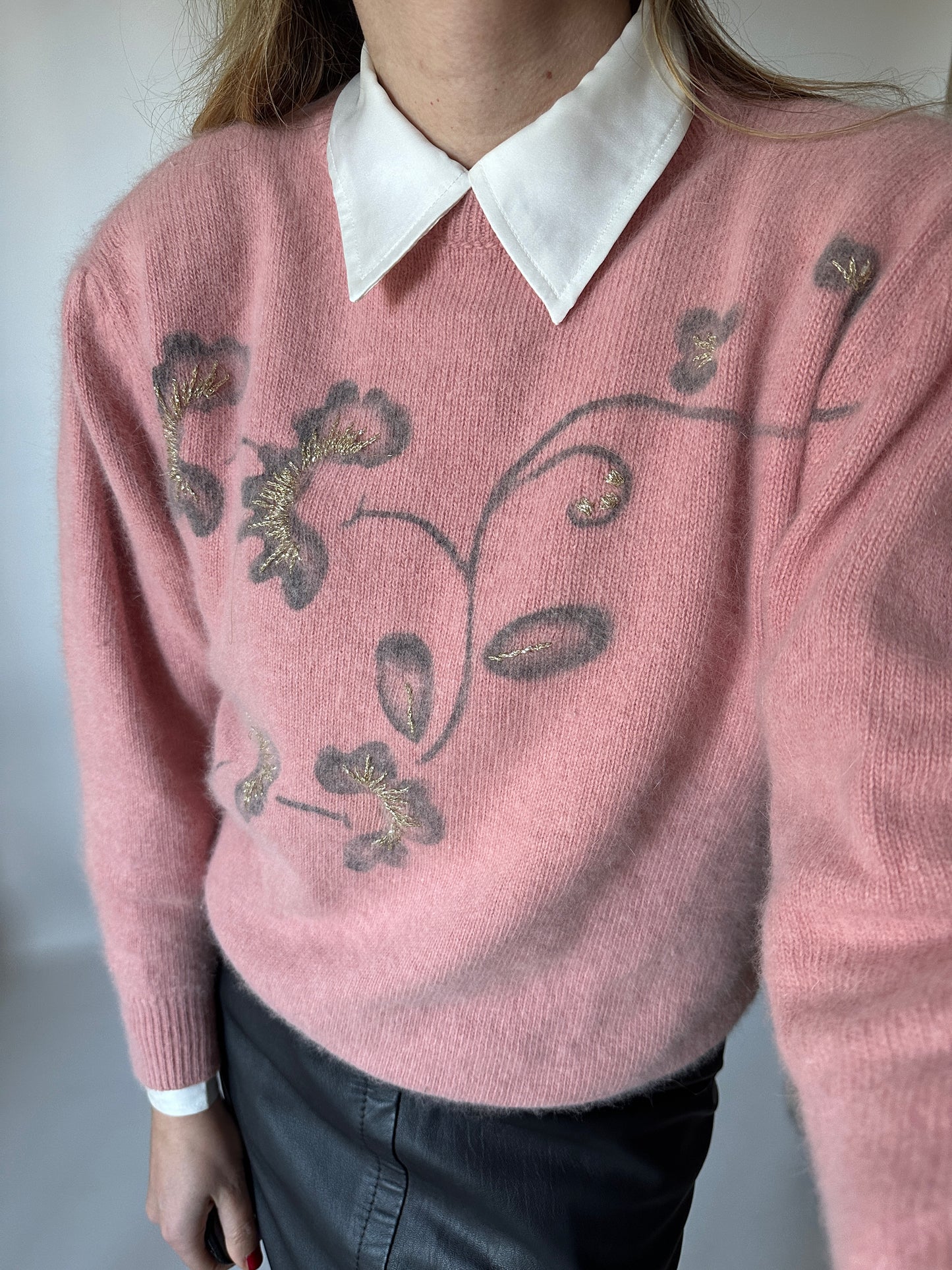 Pink fluffy knit