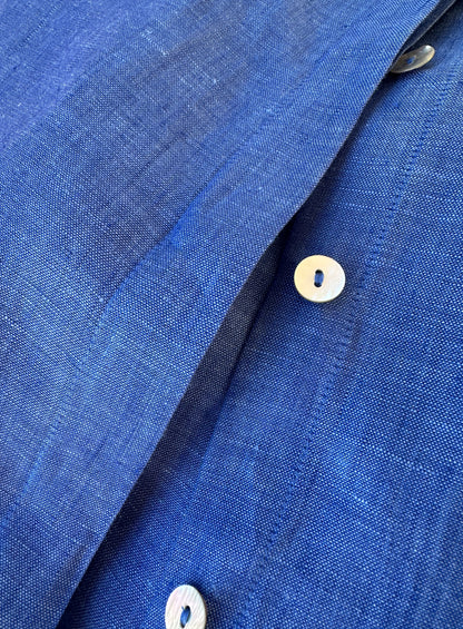 Camicia sartoriale in lino Positano - blu