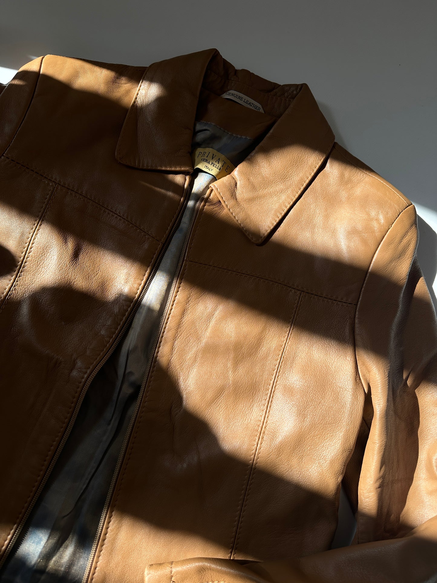 Soft camel leather jacket