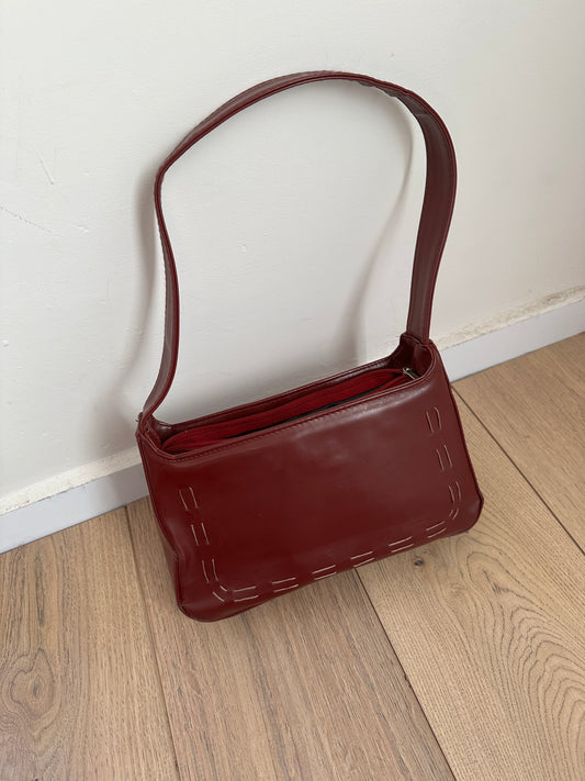 Leather-like burgundy bag