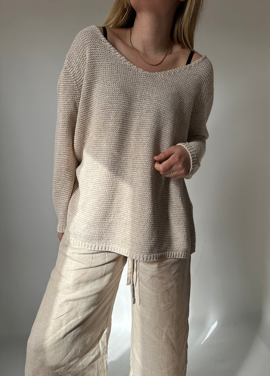 Oversize sand cotton sweater
