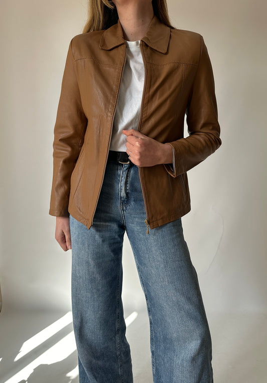 Soft camel leather jacket