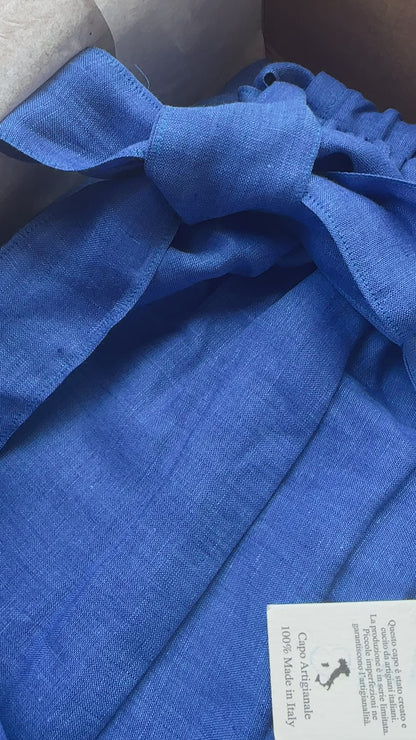 Camicia sartoriale in lino Positano - blu