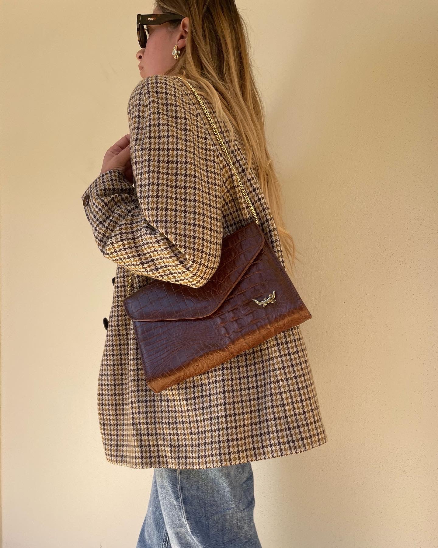 Brown crocodile print bag