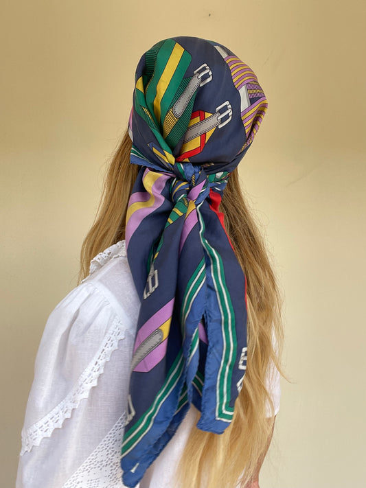 Vintage pure silk scarf