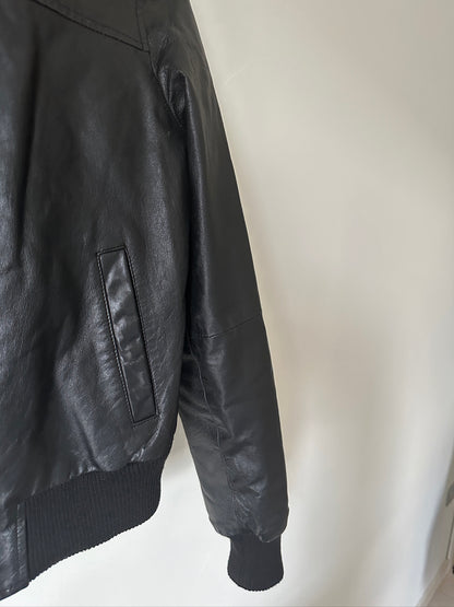 Essential black leather bomber