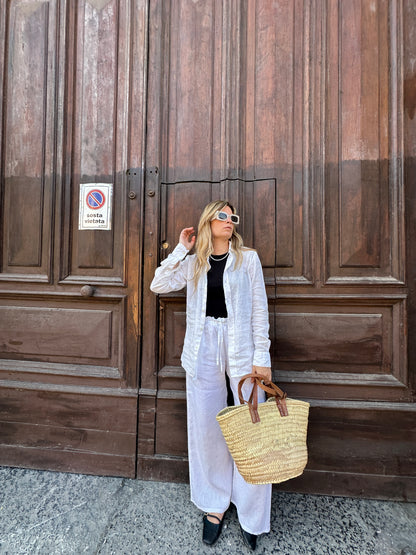 Pantalone Matilde in lino - bianco