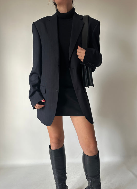 Pintriped light wool black blazer