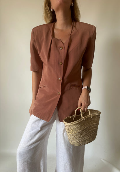 Linen blend rusty blazer