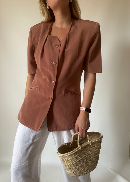 Linen blend rusty blazer