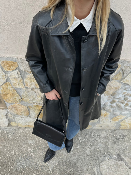 Iconic long leather trench