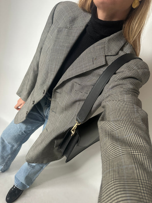 Black and white prince of Wales blazer
