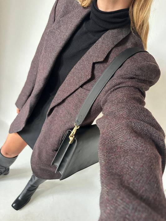 Herringbone burgundy blazer