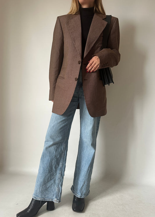 Pied de poule burgundy blazer