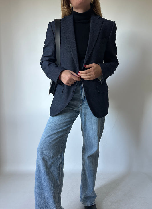 100% wool navy slim blazer