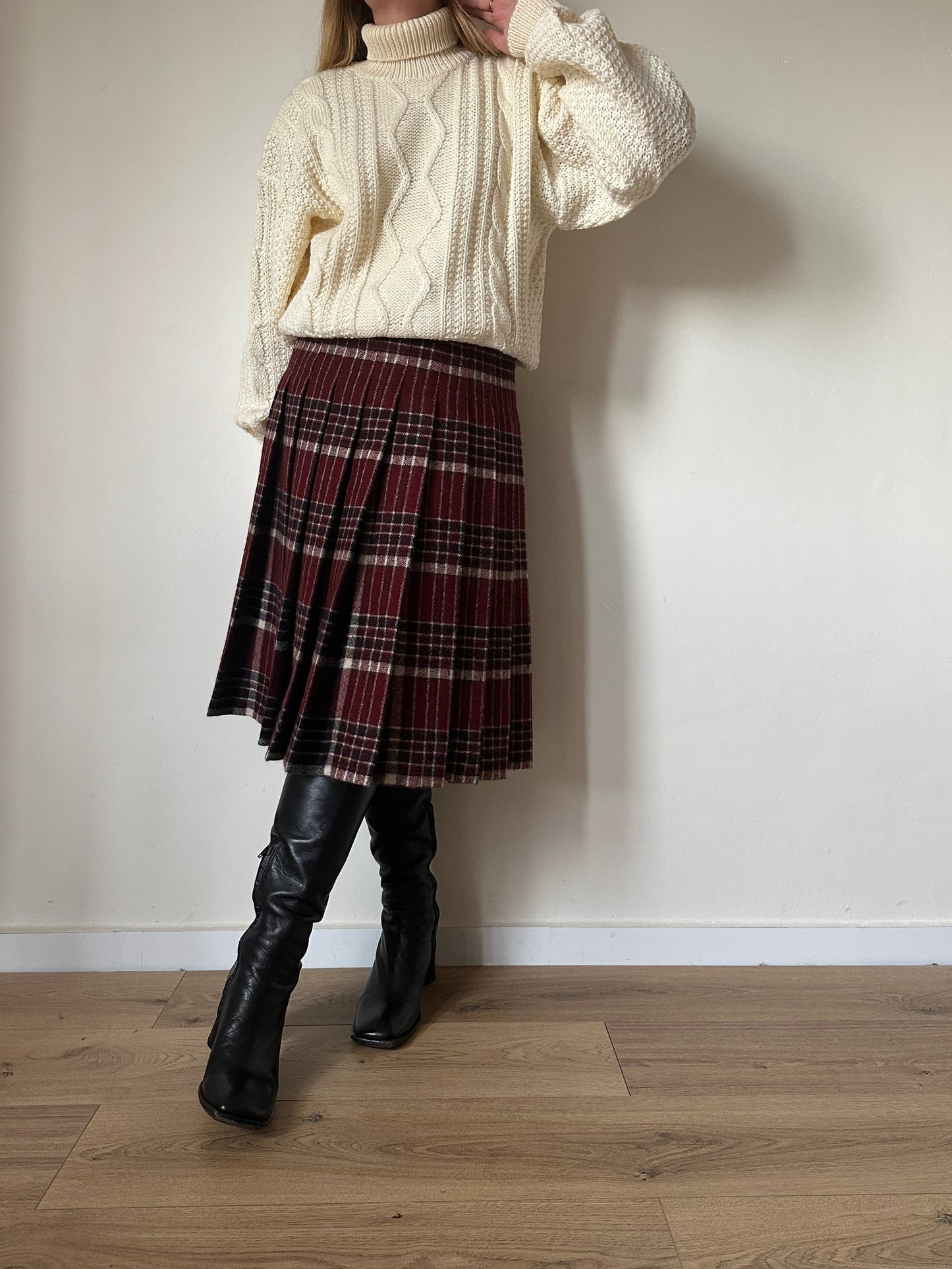 Plaid borgogna skirt