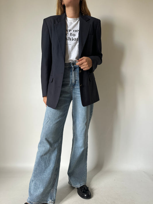 100% wool slim navy blazer