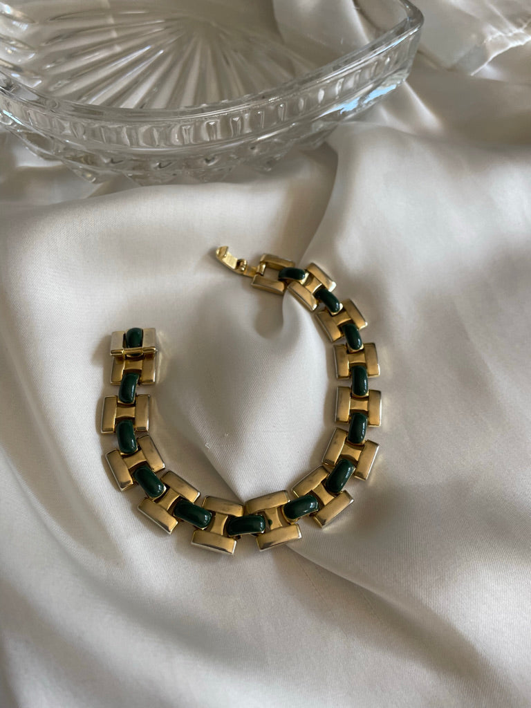 Bracciale oro e smalto verde