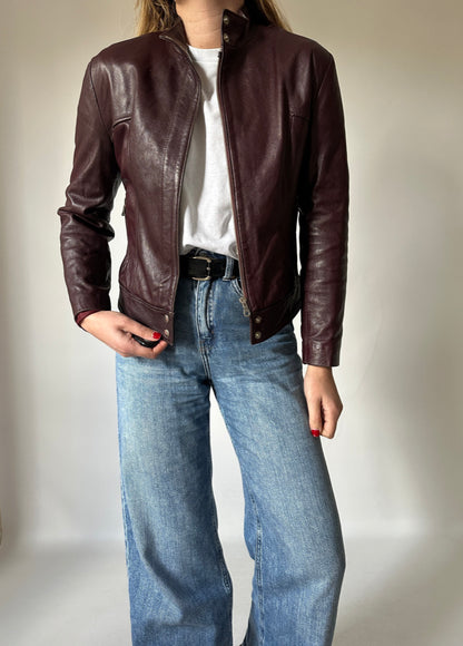 Burgundy soft leather jacket