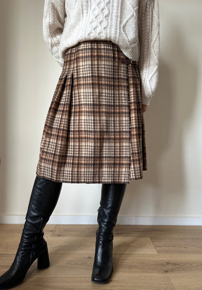 Tartan brown pleated skirt