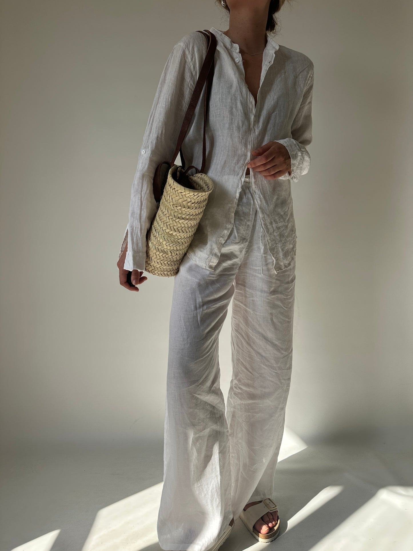 Pantalone Matilde in lino - bianco