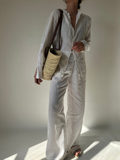 Pantalone Matilde in lino - bianco