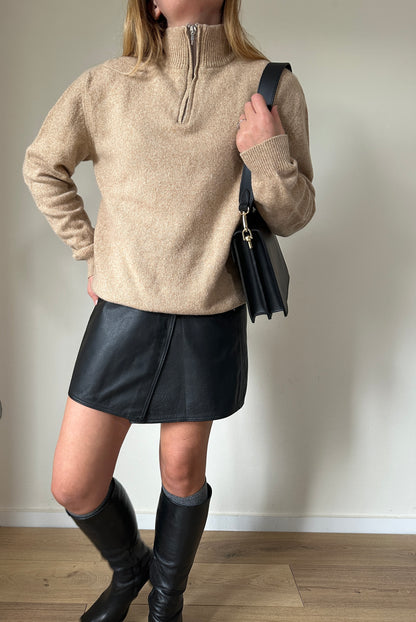 Front zipper cozy sweater