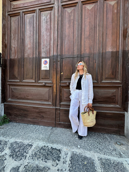 Pantalone Matilde in lino - bianco