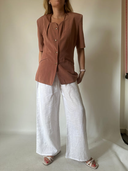 Linen blend rusty blazer