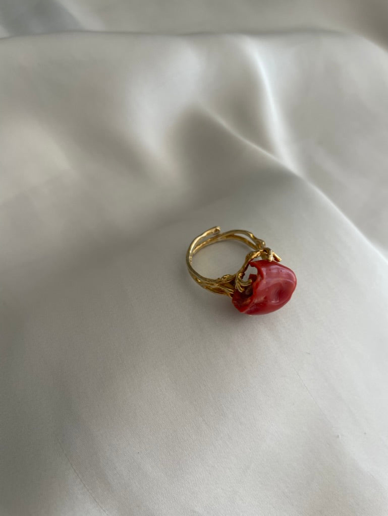 Anello argento 925 con corallo del Mediterraneo