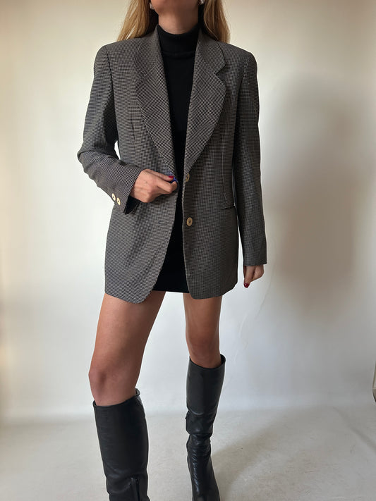 Salt and pepper wool slim blazer