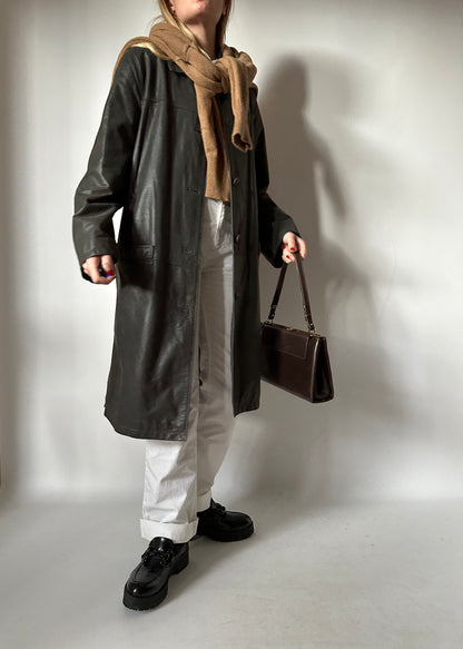 Leather soft trench coat