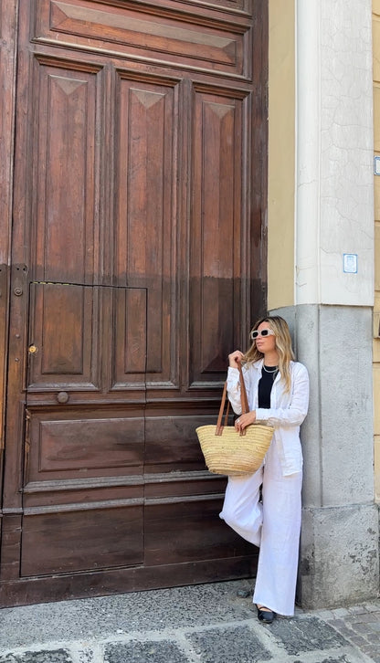 Pantalone Matilde in lino - bianco