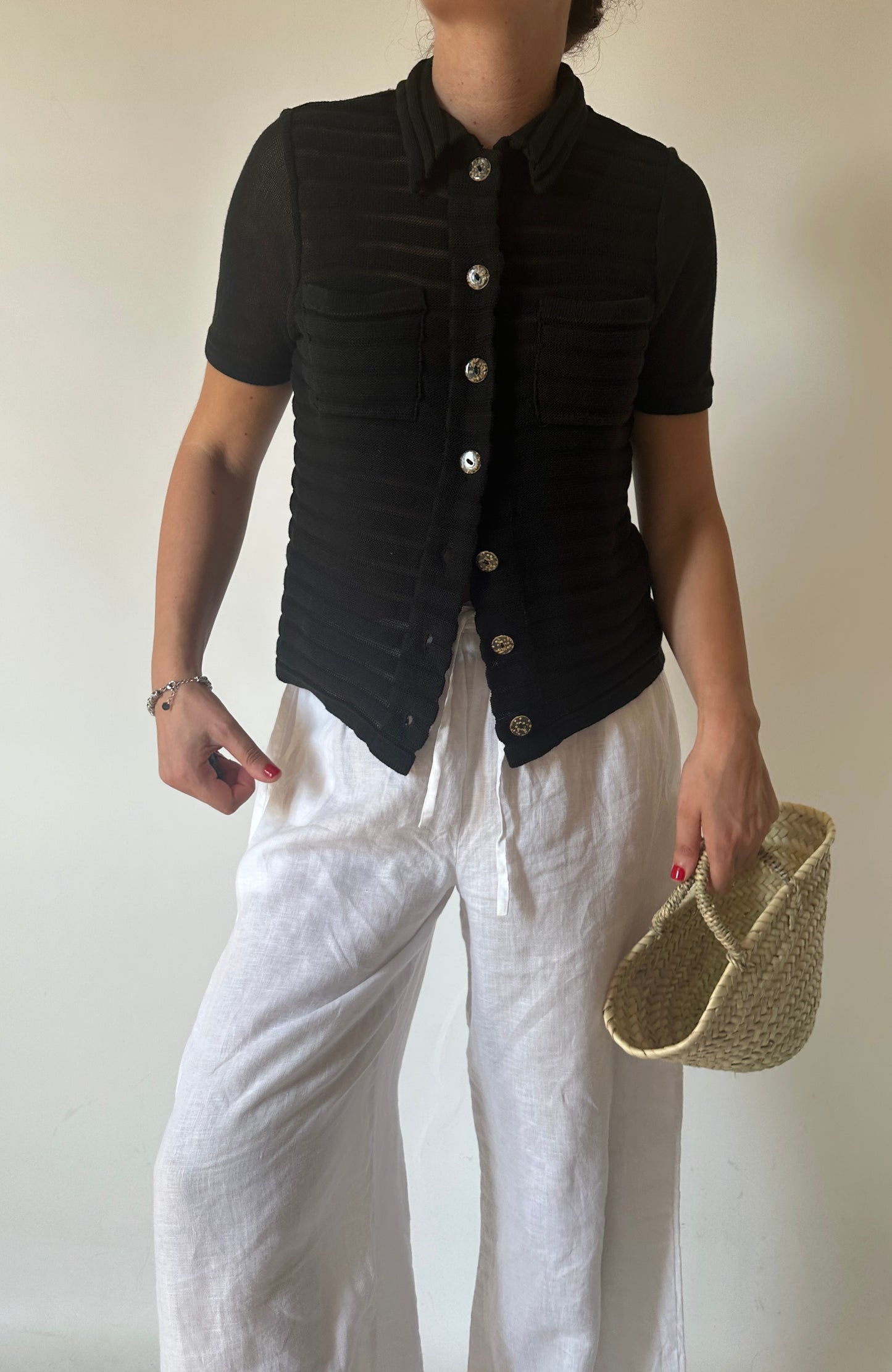 Cardigan in cotone nero