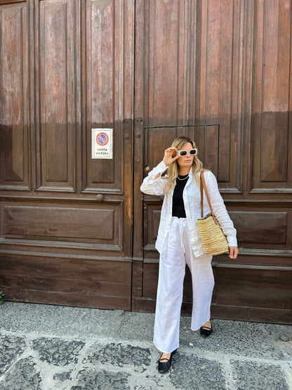 Pantalone Matilde in lino - bianco