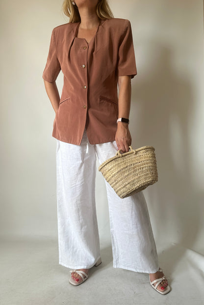 Linen blend rusty blazer