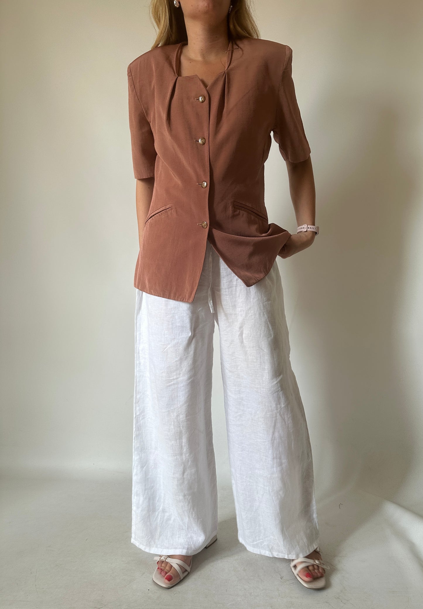 Linen blend rusty blazer
