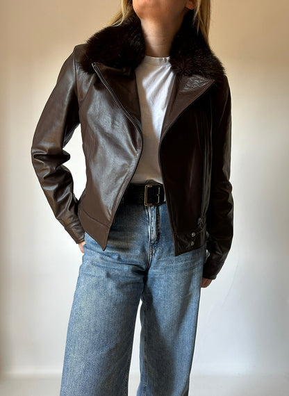 Dark brown leather jacket - new deadstock