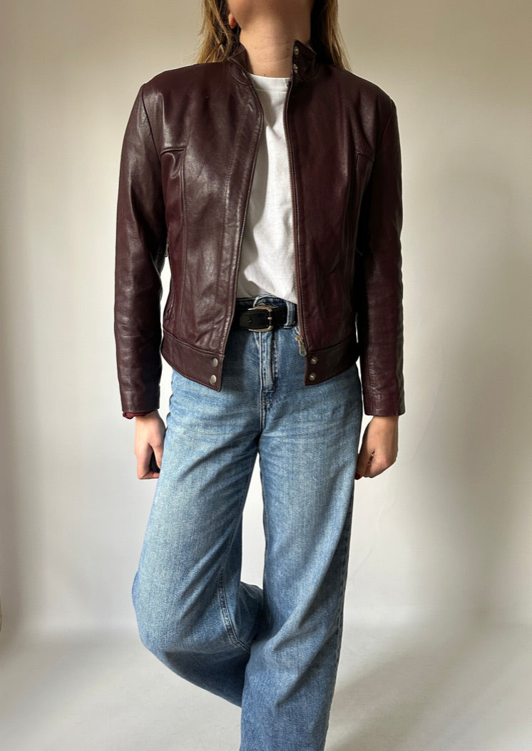 Burgundy soft leather jacket