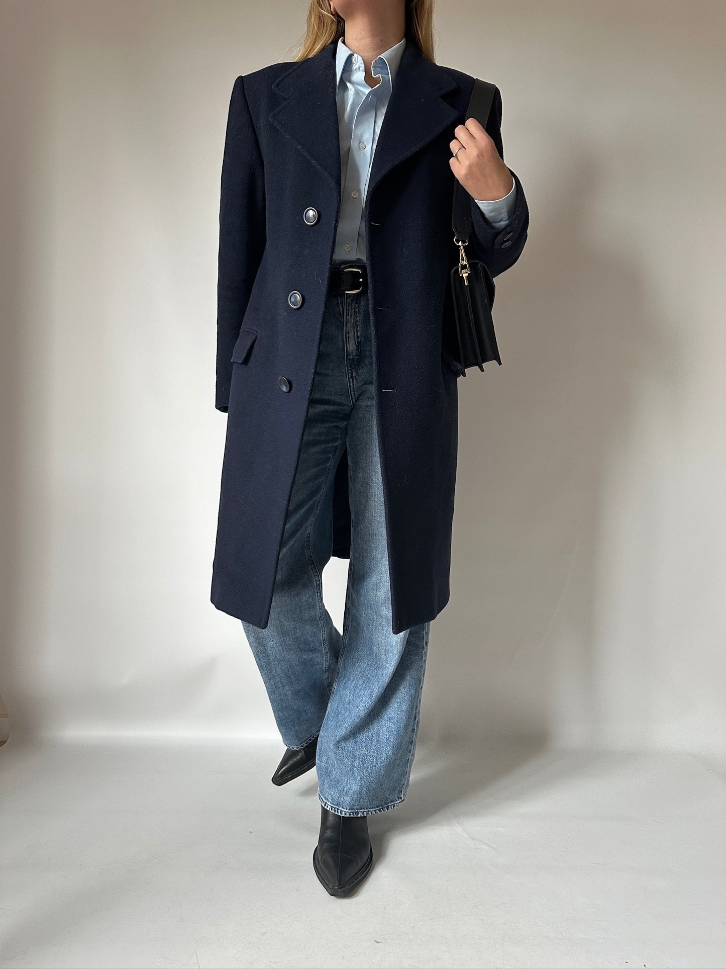 Essential tailored navy coat