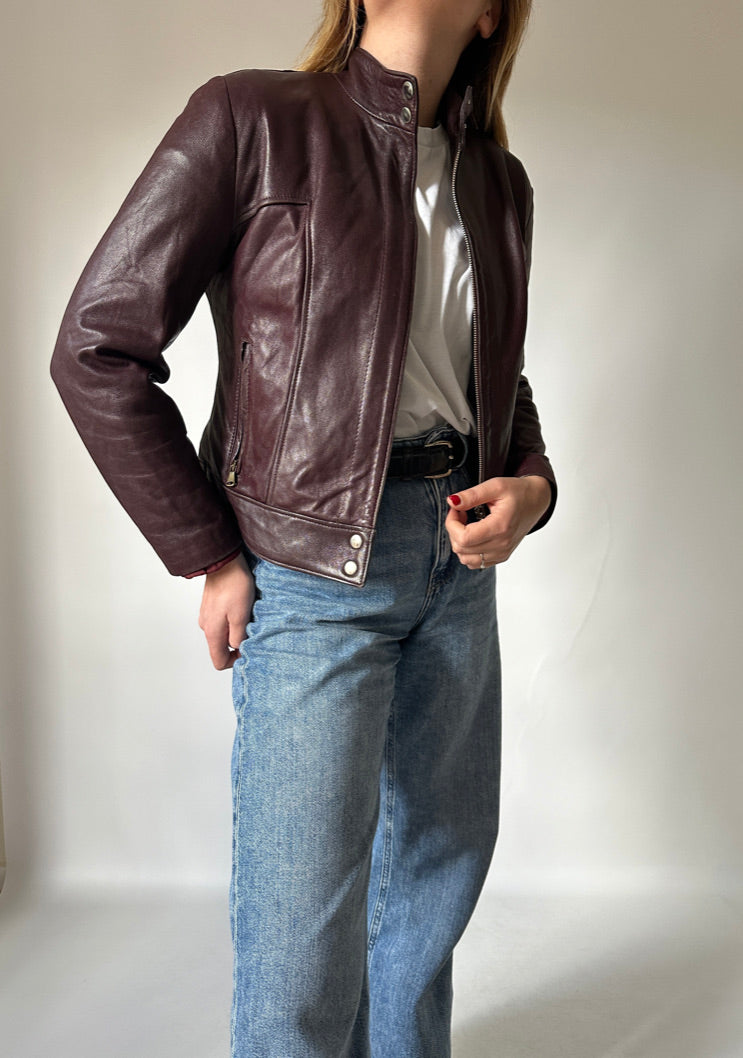 Burgundy soft leather jacket