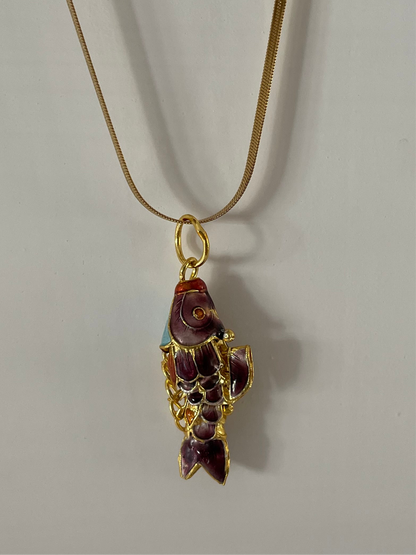 Choker con pesce cloisonnè - viola