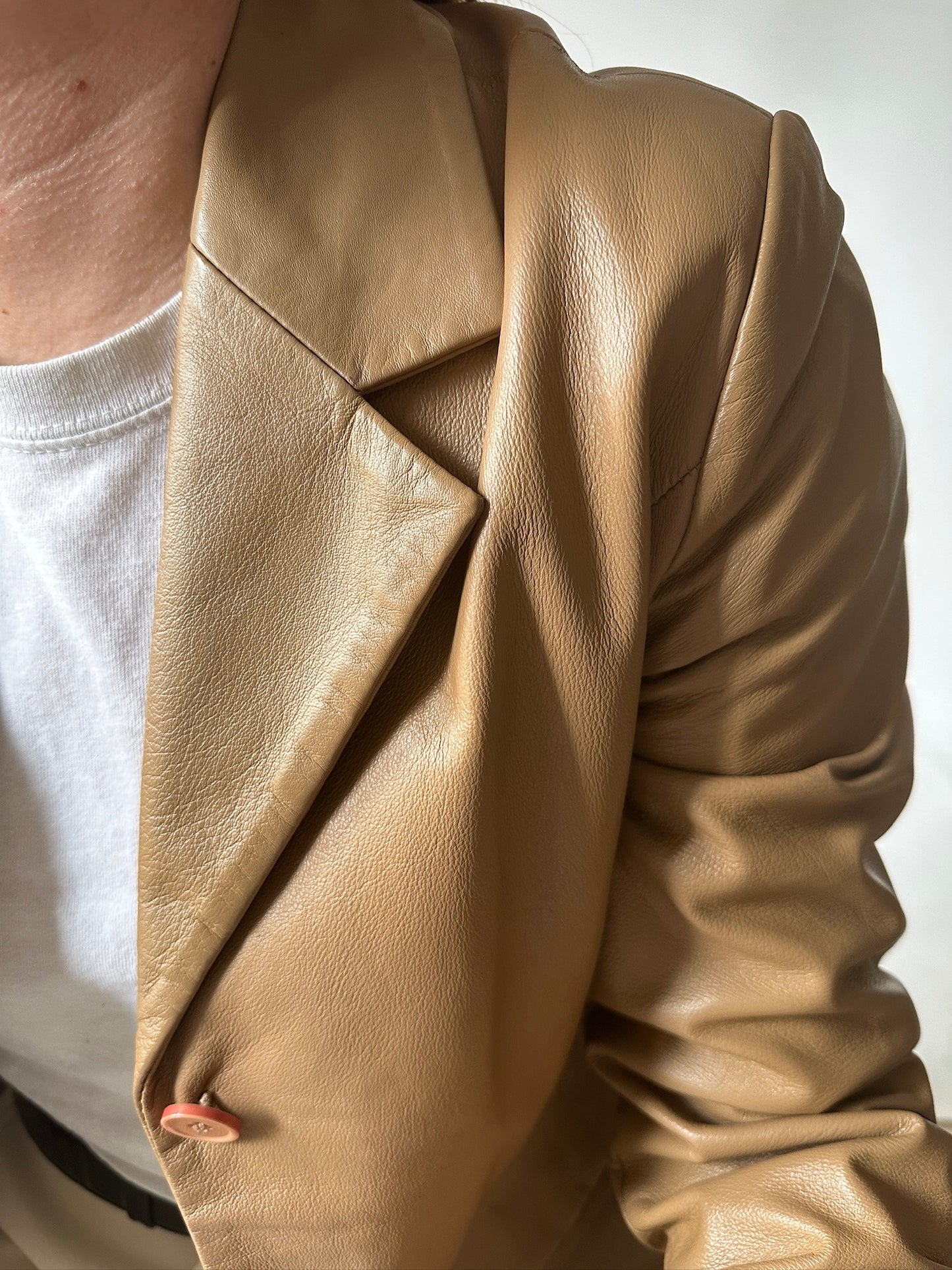 Camel soft leather blazer