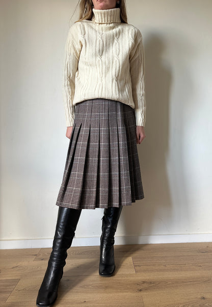 Grey and brown pleated skirt