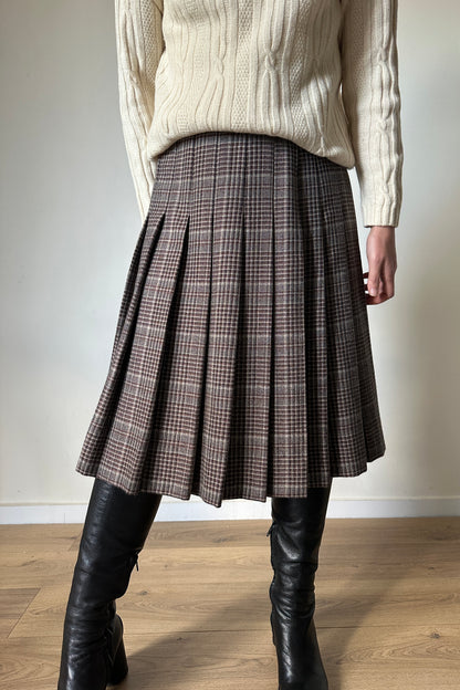 Grey and brown pleated skirt