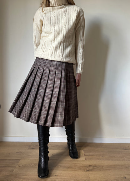 Grey and brown pleated skirt