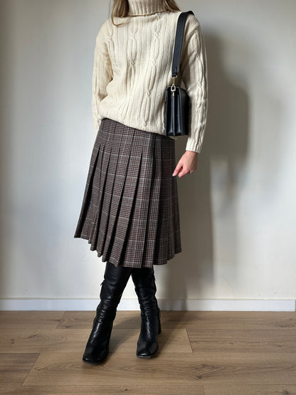 Grey and brown pleated skirt